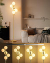 Lightdot Dimmable (Brightness Adjustable) Globe Floor Lamp, Gold Standing Lamps with 3000K G9 Bulbs, Mid Century Modern Floor Lamp for Living Room Bedroom Office