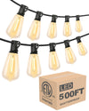 Lightdot 500FT Outdoor String Lights, LED Bistro String Lights with Shatterproof ST38 Bulbs, 2200K Dimmable, Waterproof Hanging Lights for Porch, Party, Garden, Backyard, Balcony - ETL Listed