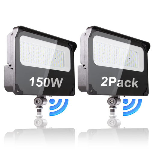Lightdot 150W LED Flood Lights Outdoor with Knuckle Dusk to Dawn Photocell