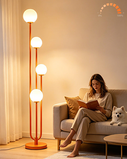 Lightdot Orange Globe 4-Light Floor Lamp: Stylish Corner Lighting For Your Living Room