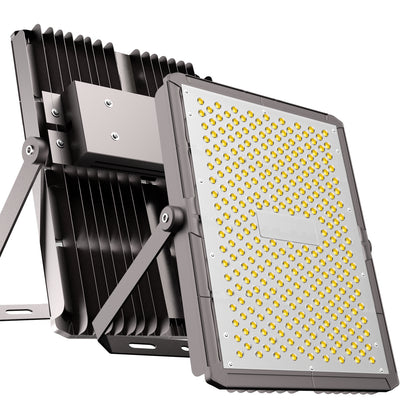 Upgrade 500W LED Stadium Flood Light Outdoor 75000Lm Led Flood Light with Adjustable Bracket, IP65 AC100-277V Commercial Area Lighting with Plug for Backyard/Basketball Court
