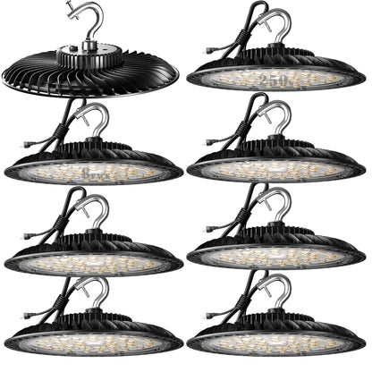 Lightdot 250W LED High Bay Light 35000lm (Eqv.1000W MH/HPS) Commercial Bay Lighting, 5000K Daylight LED UFO High Bay, 5‘ Cable with US Plug High Bay LED Light for Garage/Barn/Warehouse