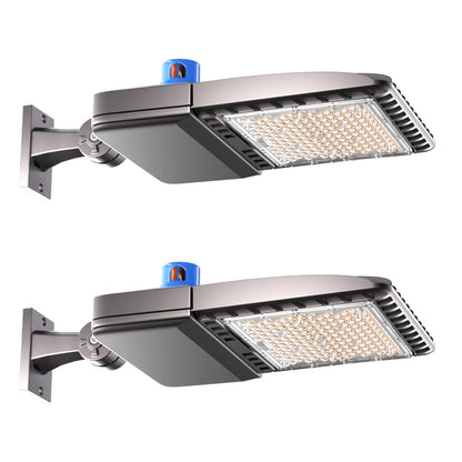 Lightdot 150W LED Parking Lot Light Arm Mount Parking Lot Lighting (21000Lm Eqv 600W HPS) LED Shoebox Light with Photocell LED Pole Light-7Yrs Warranty (Coverage: 36~65Ft at Height:16~30Ft)