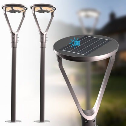 Lightdot Solar LED Post Top Lights Circular Area Light 5000K LED Parking Lot Light with Photocell, Outdoor Pole Lights Fixture for Garden Yard Street Lighting