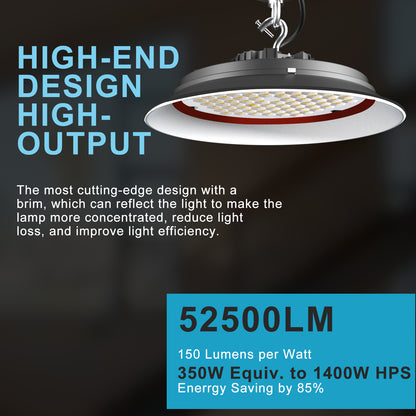 Lightdot LED High Bay Light with Diffuser (Beam Angle: 120˚) 350W AC100-277V High Bay LED Shop Lights, 344x1W 45000lm high Bay Lighting with Plug for Warehouse/Shop/Barn- 5Yrs Warranty
