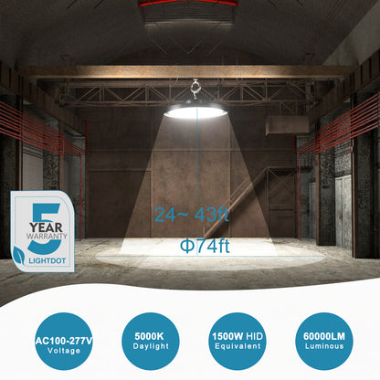 400W UFO LED High Bay Light, 60000lm (Eqv.1600W MH/HPS) high Bay LED Lights, 5000K
