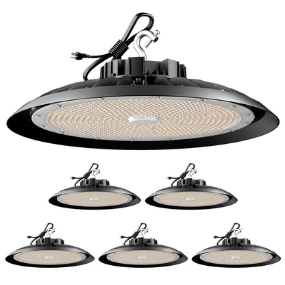 Lightdot 420W LED High Bay Light Fixtures 63000lm 5000K Daylight High Bay LED Shop Light, AC100-277V UFO Commercial Lighting for 30-60FT Height Warehouse-4Pack