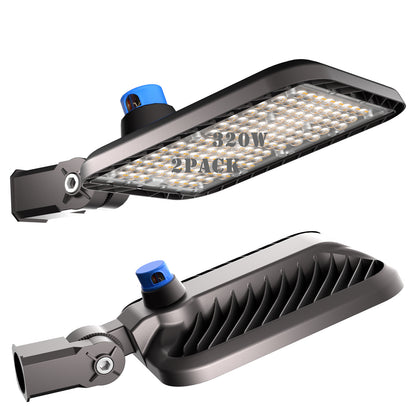 320W(350x1W LED) LED Parking Lot Lights Outdoor 48000LM 5000K Parking Lot LED Lights Commercial, IP65 Led Pole Light Arm Mount with Photocell (Driver Equipped, 7Yrs Warranty)
