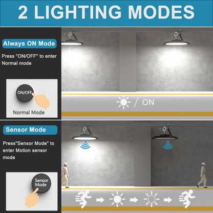 Lightdot 300W Smart High Bay LED Lights 45000LM UFO Lights with Remote Control (Supports Normal Mode & Motion Sensor Mode) ETL-Listed Plug and Play for 30-50FT Height Warehouse