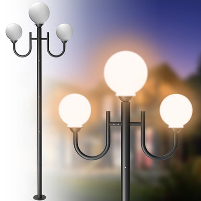 Lightdot 79" Outdoor Lamp Post Light with Triple Head, Modern Stable Light Post Outdoor Hardwired Waterproof Black Aluminum Street Pole Lights for Garden Driveway Backyard Patio Walkway (Bulbs Included)
