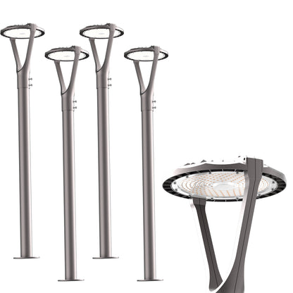 Lightdot 150W LED Post Light with Dusk to Dawn Photocell 22500LM 5000K Pole Lights Outdoor Waterproof 45-93" Height LED Circle Area Light for Parking Lot Garden Yard Street Lighting -2Pack