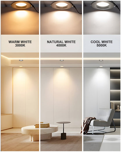 Lightdot 6 Inch Recessed Lighting , 12W Dimmable LED Downlight 3CCT Selectable (3000K/4000K/5000K), Anti-Glare Slim Canless Ceiling Light-Black