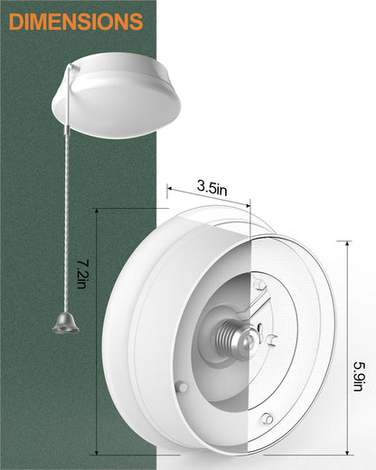 7” Modern LED Ceiling Light with Pull Chain 12W 4000K, Flush Mount Lighting for Closets /Bedroom/Corridor
