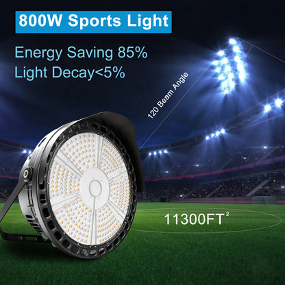 Lightdot 800W LED Stadium Lights Outdoor 120000Lm (3200W HID Eqv.) Stadium Light Outdoor LED Trunnion Mount, AC100-277V Sport Count Light IP65 Waterproof Outdoor Area Lights