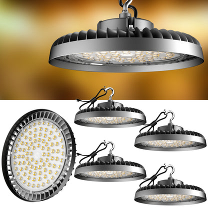 Upgrade 200W High Bay LED Shop Light 30000lm (Eqv.800W MH/HPS) UFO High Bay Lighting, ETL UFO Lights AC100-277V High Bay LED Light with Plug