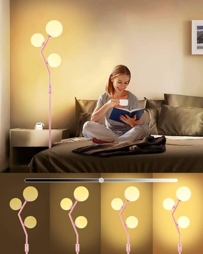 Lightdot 64IN Dimmable (Brightness Adjustable) Globe Floor Lamp, Gold Standing Lamps with 3000K G9 Bulbs Soft Warm White Eye Care, Mid Century Modern Floor Lamp for Living Room