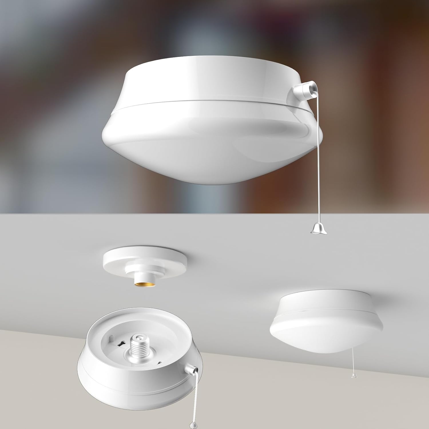 Lightdot 2 Pack 7” Modern LED Ceiling Light with Pull Chain 12W 4000K