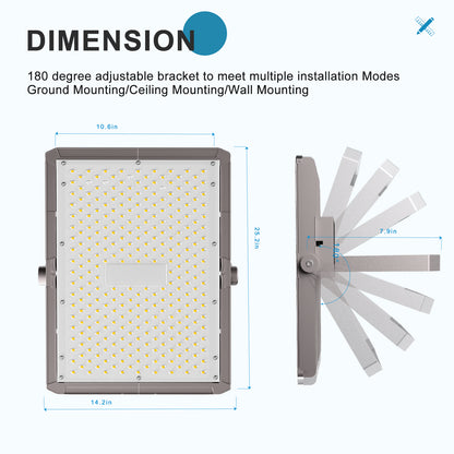 Upgrade 500W LED Stadium Flood Light Outdoor 75000Lm Led Flood Light with Adjustable Bracket, IP65 AC100-277V Commercial Area Lighting with Plug for Backyard/Basketball Court