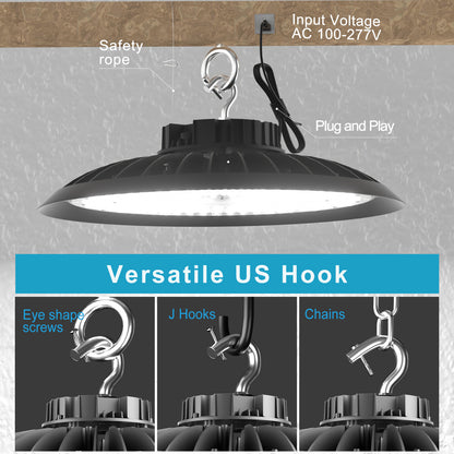 Lightdot LED High Bay Light 420W 63000lm AC100-277V 5000K High Bay LED Shop Light, US Plug Commercial UFO Lights