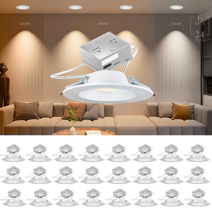 Lightdot 6 Inch Recessed Lighting, 12W Dimmable LED Downlight 3CCT Selectable (3000K/4000K/5000K), Anti-Glare Slim Canless Ceiling Light