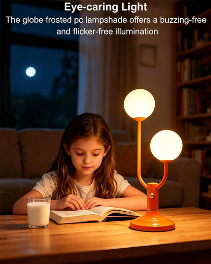 Lightdot Orange Table Lamp Dimmable Vintage Globe Lamp G9 2 Bulbs Included