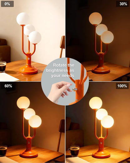 Lightdot Vintage Orange Table Lamp Dimmable Globe Lamp G9 3 Bulbs Included