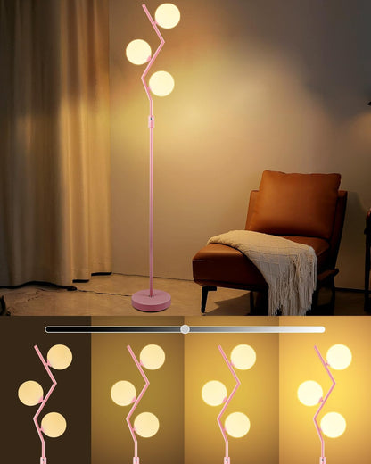 Lightdot 64IN Dimmable (Brightness Adjustable) Globe Floor Lamp, Gold Standing Lamps with 3000K G9 Bulbs Soft Warm White Eye Care, Mid Century Modern Floor Lamp for Living Room