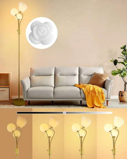 Lightdot 69IN Dimmable Floor Lamp Mid Century Standing Lamps with 2 Globe Soft Warm White Eye Care 3000K Bulbs Included, Modern Tall Lamp for Bedroom Office