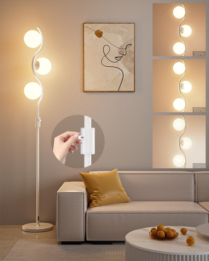 Lightdot Dimmable (Brightness Adjustable) Globe Floor Lamp, Gold Standing Lamps with 3000K G9 Bulbs, Mid Century Modern Floor Lamp for Living Room Bedroom Office