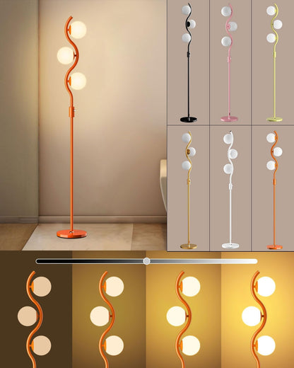 Lightdot Dimmable (Brightness Adjustable) Globe Floor Lamp, Gold Standing Lamps with 3000K G9 Bulbs, Mid Century Modern Floor Lamp for Living Room Bedroom Office