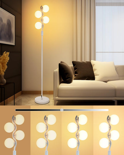 Lightdot Dimmable (Brightness Adjustable) Globe Floor Lamp, Gold Standing Lamps with 3000K G9 Bulbs, Mid Century Modern Floor Lamp for Living Room Bedroom Office