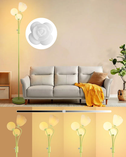 Lightdot 69IN Dimmable Floor Lamp Mid Century Standing Lamps with 2 Globe Soft Warm White Eye Care 3000K Bulbs Included, Modern Tall Lamp for Bedroom Office