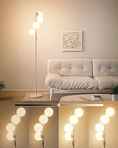Lightdot 64IN Dimmable (Brightness Adjustable) Globe Floor Lamp, Gold Standing Lamps with 3000K G9 Bulbs Soft Warm White Eye Care, Mid Century Modern Floor Lamp for Living Room