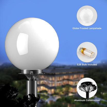Lightdot 86'' Modern Outdoor Post Lights Globe Street Pole Lights Outdoor for Yard, 3000K IP65 Waterproof Heavy-Duty Aluminum Post Lamp Lighting with E26 LED Bulbs Included