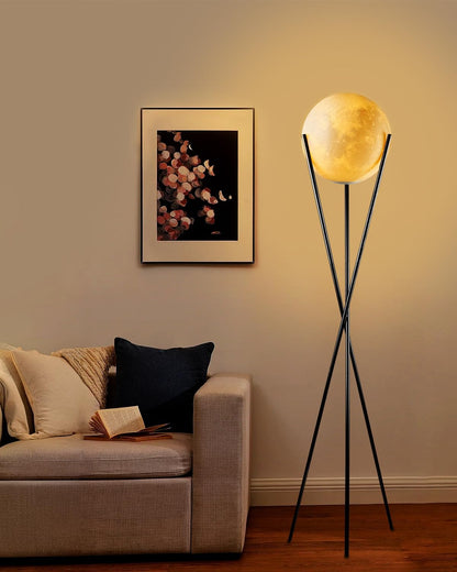 Lightdot Dimmable Globe Modern Floor Lamp, Gold Standing Lamps with 3PCS 3000K G9 Bulbs, Mid Century Modern Floor Lamp for Living Room/Bedroom
