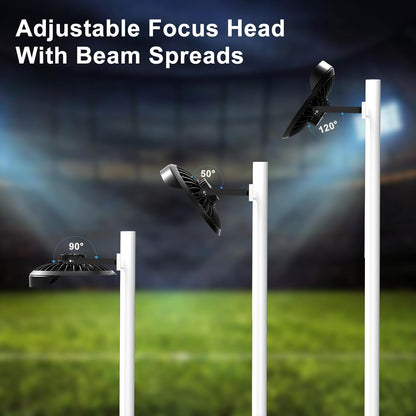 Lightdot LED Stadium Lights with Reflector (Reduce Light Loss, Can Be Removed) 100-277V Commercial High Bay Ballpark Lights with US Hook/Bracket Mount for Sport Fields/Courts