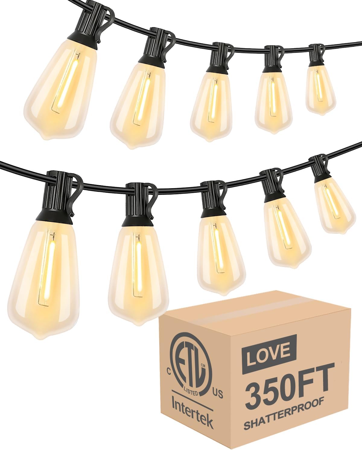 Nesco Led String Lightdot 350FT Outdoor String Lights, LED Bistro String Lights with Sh
