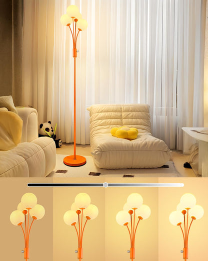 Lightdot 69IN Dimmable Floor Lamp Mid Century Standing Lamps with 2 Globe Soft Warm White Eye Care 3000K Bulbs Included, Modern Tall Lamp for Bedroom Office
