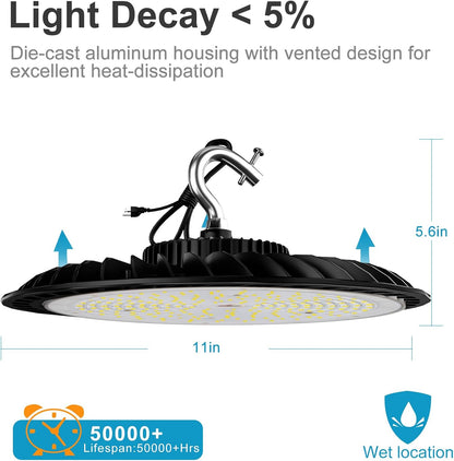 Lightdot LED High Bay Light for Warehouse 5000K ETL Listed AC100-277V UFO LED Lights 5 Years Warranty