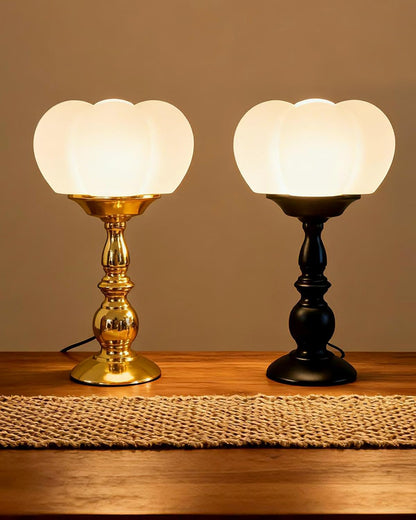 Lightdot Mushroom Lamp Set of 2(Gold & Black) Mid Century Modern Table Lamp 3000K Warmwhite Vintage Cute Small Nightstands Bedside Lamps for Bedroom Living Room Home Office