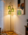 Lightdot 67" 3-Light Glass Floor Lamp for Living Room, Dimmable with Glass Shade & E12 Bulbs Included, Mid Century Standing Tall Lamp with 5Lbs Heavy Base for Bedroom/Sofa Beside/Corner - Gold