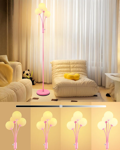 Lightdot 69IN Dimmable Floor Lamp Mid Century Standing Lamps with 2 Globe Soft Warm White Eye Care 3000K Bulbs Included, Modern Tall Lamp for Bedroom Office
