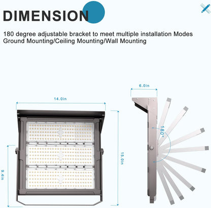 Lightdot 400W Outdoor LED Flood Lights with Brim, LED Stadium Lights