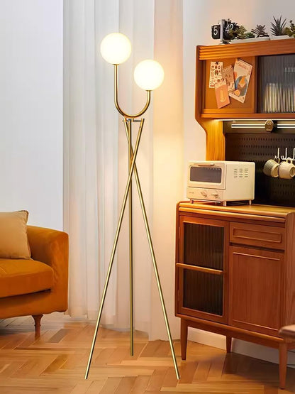 Lightdot Dimmable Globe Modern Floor Lamp, Gold Standing Lamps with 3PCS 3000K G9 Bulbs, Mid Century Modern Floor Lamp for Living Room/Bedroom