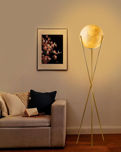 Lightdot Dimmable Globe Modern Floor Lamp, Gold Standing Lamps with 3PCS 3000K G9 Bulbs, Mid Century Modern Floor Lamp for Living Room/Bedroom
