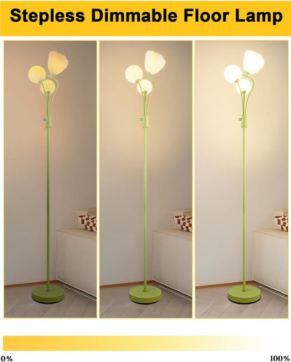 Lightdot 69IN Dimmable Floor Lamp Mid Century Standing Lamps with 2 Globe Soft Warm White Eye Care 3000K Bulbs Included, Modern Tall Lamp for Bedroom Office
