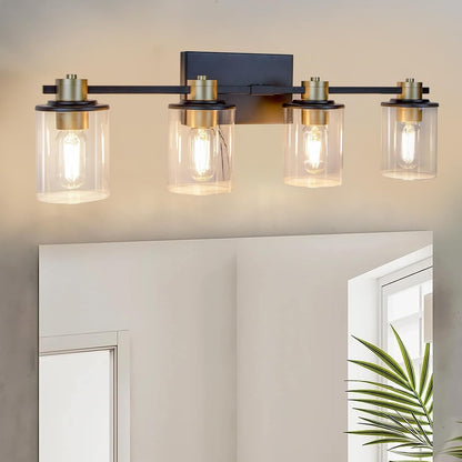 Lightdot Bathroom Light Fixtures, 27.5"x4"x5"(LxWxH) Bathroom Vanity Lights Fixtures Over Mirror, Gold Vanity Lights with Glass Shade for Bathroom Livingroom Kitchen Hallway Cabinet Porch
