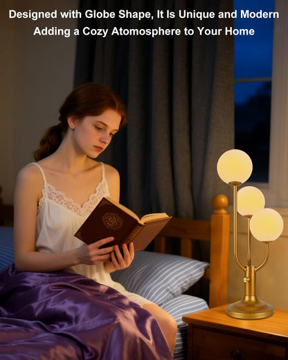 Lightdot Gold Globe Table Lamp for Bedroom Gift G9 Bulbs Included Dimmable