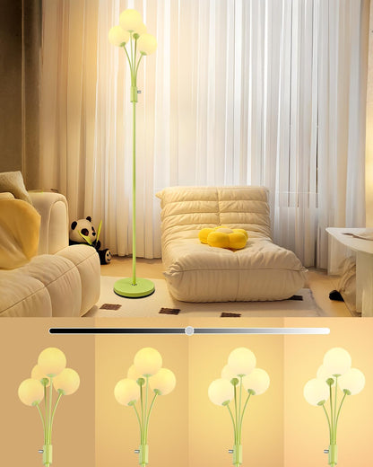 Lightdot 69IN Dimmable Floor Lamp Mid Century Standing Lamps with 2 Globe Soft Warm White Eye Care 3000K Bulbs Included, Modern Tall Lamp for Bedroom Office