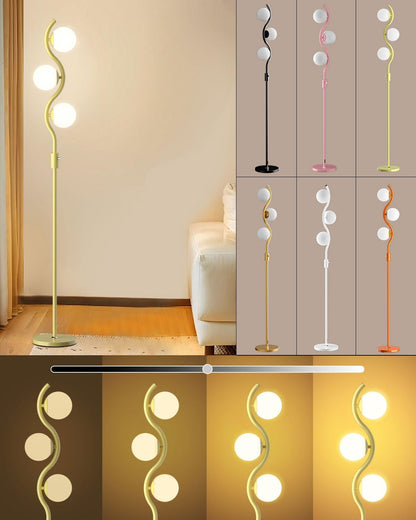 Lightdot Dimmable (Brightness Adjustable) Globe Floor Lamp, Gold Standing Lamps with 3000K G9 Bulbs, Mid Century Modern Floor Lamp for Living Room Bedroom Office